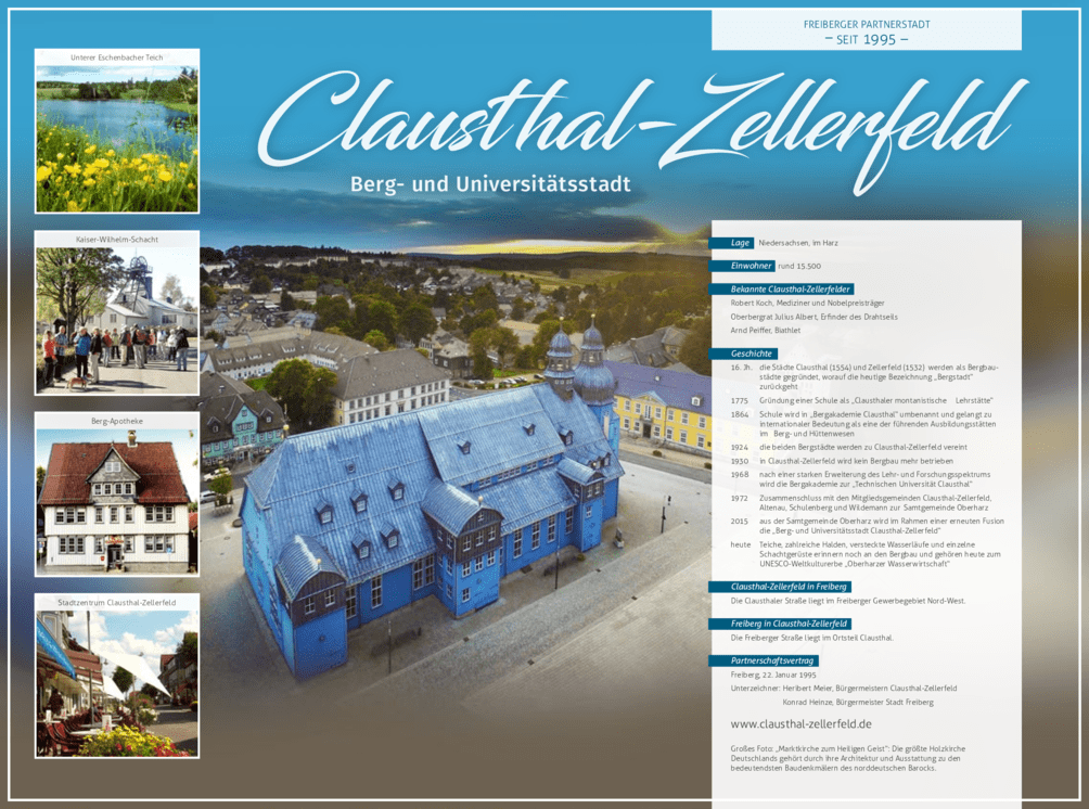Infotafel Partnerstadt Clausthal-Zellerfeld