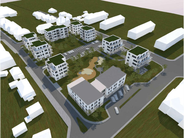 So soll es einmal aussehen, das neue Wohnquartier auf dem Areal zwischen Dr.-Külz-, Gellert-, Heinrich-Heine- und Lessingstraße.