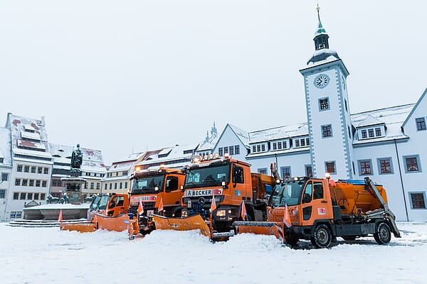 Der Winterdienst der Stadt Freiberg ist für den Einsatz gut gerüstet. Foto: Marcel Schlenkrich.